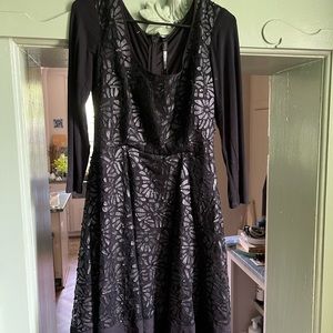 Tracy Reese laser cut leather black dress